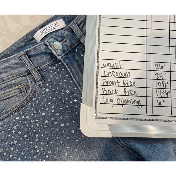 Judy Blue Jeans Women 3/26 Slim Fit Denim Rhinestone Sparkle Distressed Stretch - Picture 6 of 16